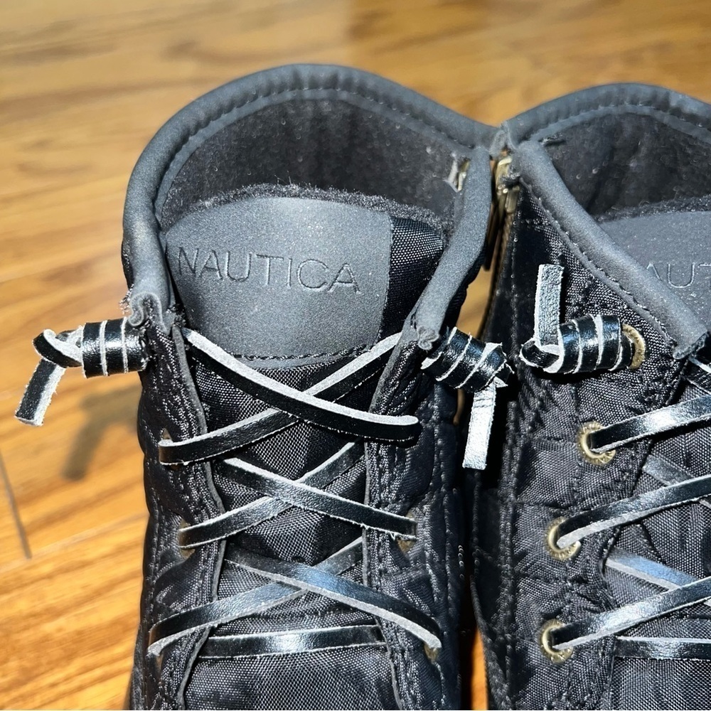 Nautica Dorsay Black Quilted Duck Rubber Boots With Ankle Zip Size 7 - Picture 2 of 12